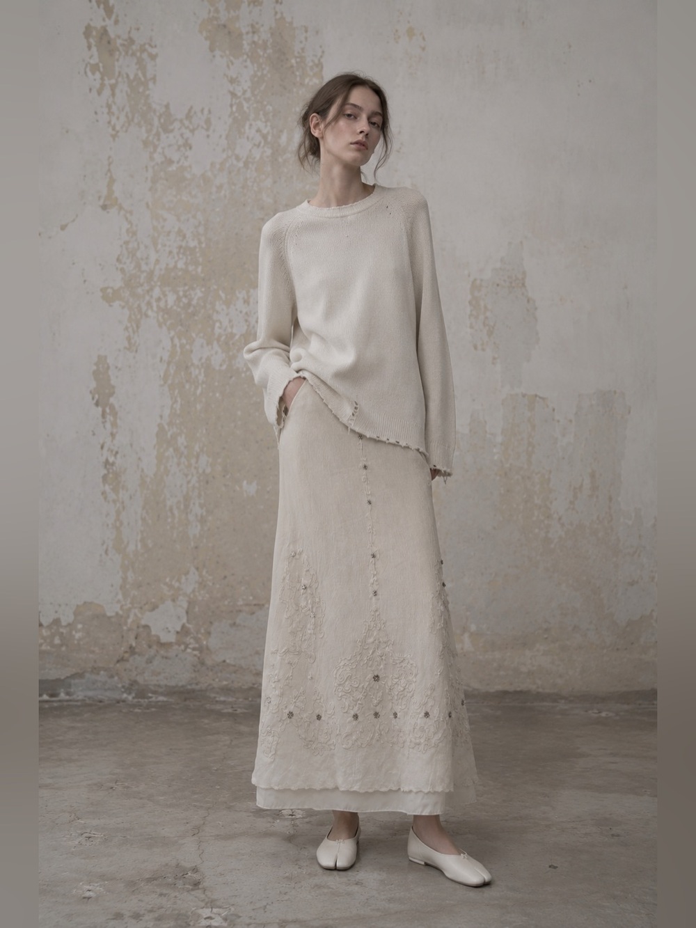 Rick Owens Olmar Mirta Gareth Pugh Full Length Embellished Embroidery Skirt